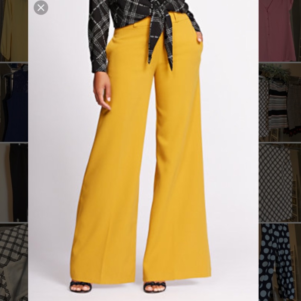 Bright yellow wide leg pants! Very stretchy!